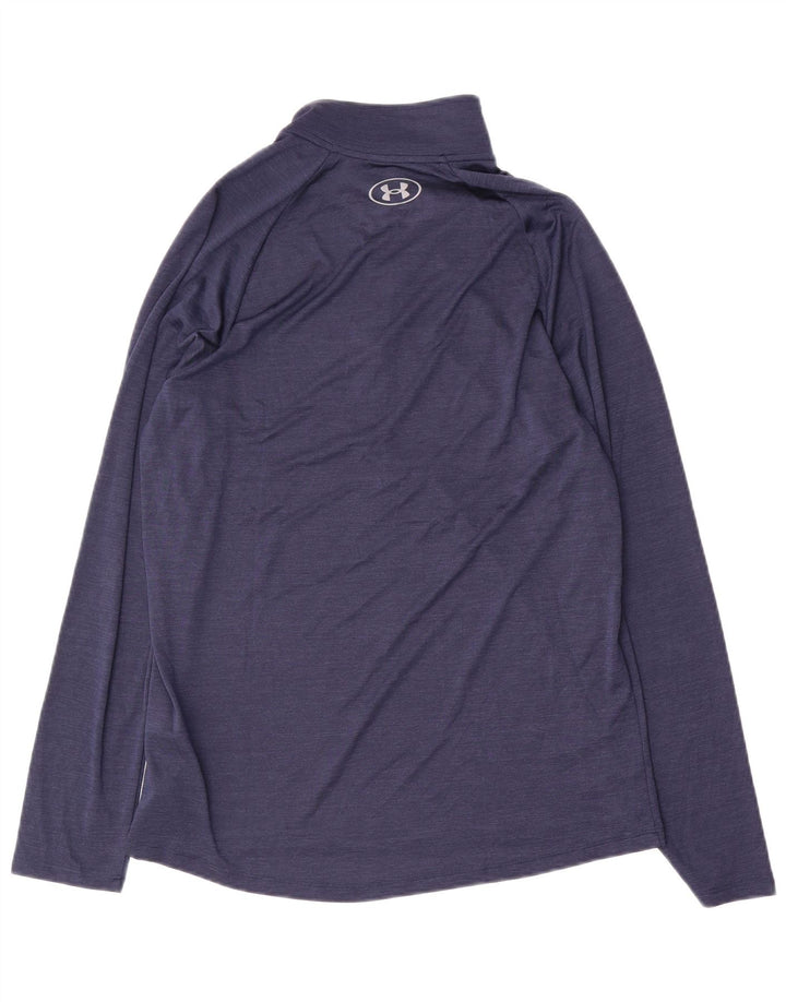 Under Armour Mens Zip Neck Pulôver Treino Top Médio Azul Marinho