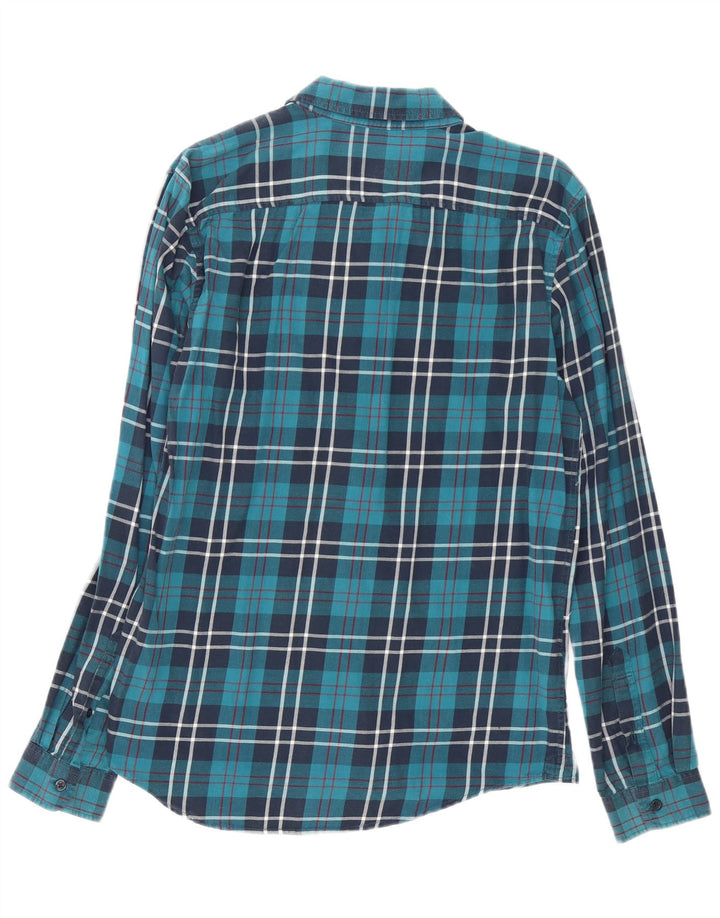 Camisa masculina de flanela Jack Wills Classic Fit algodão xadrez azul médio