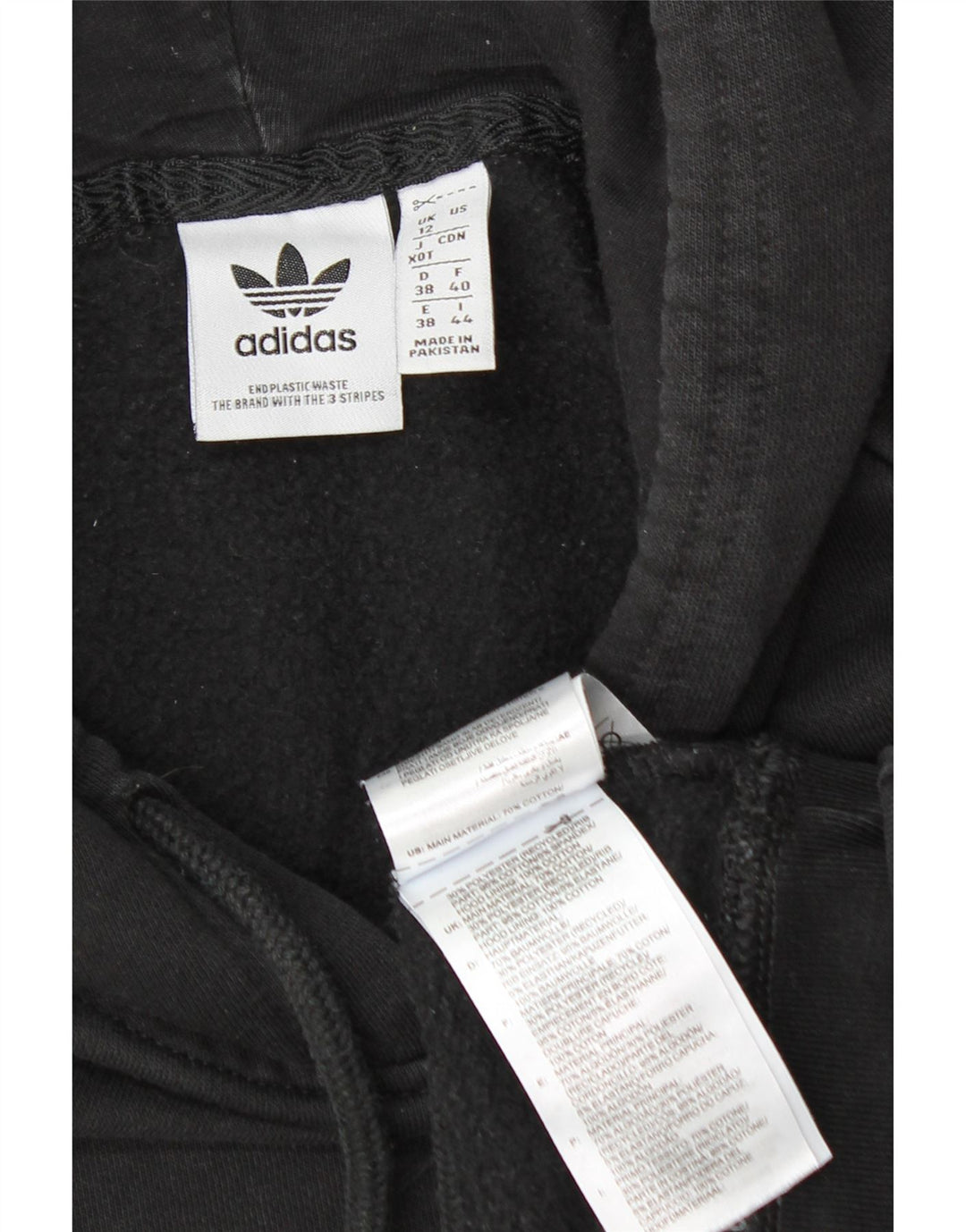 Adidas Womens Oversized Hoodie Jumper UK 12 Médio Algodão Preto