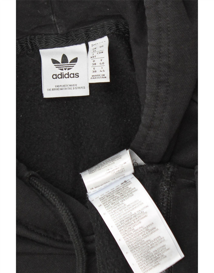 Adidas Womens Oversized Hoodie Jumper UK 12 Médio Algodão Preto