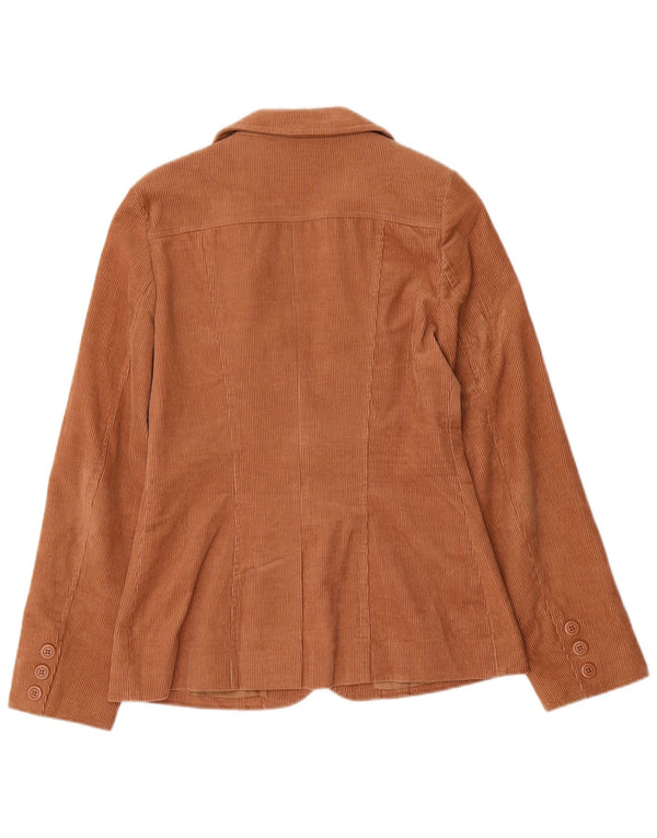 Jaqueta blazer feminina de veludo cotelê com 2 botões da Topshop Reino Unido 10 algodão marrom pequeno