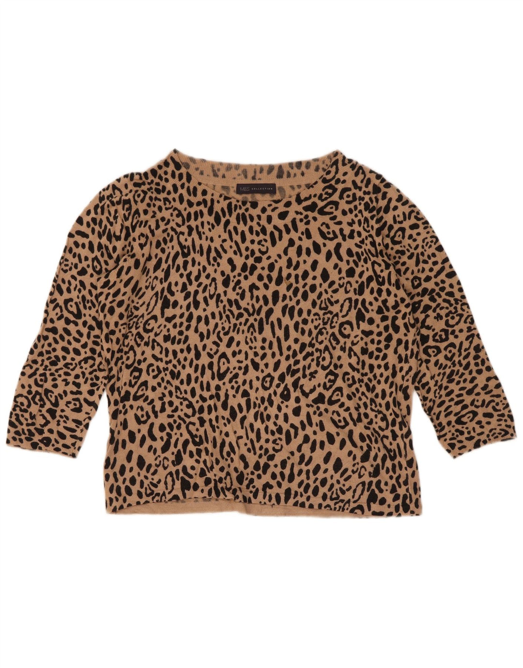Suéter feminino Marks & Spencer com gola redonda e gola redonda Reino Unido 12 marrom médio