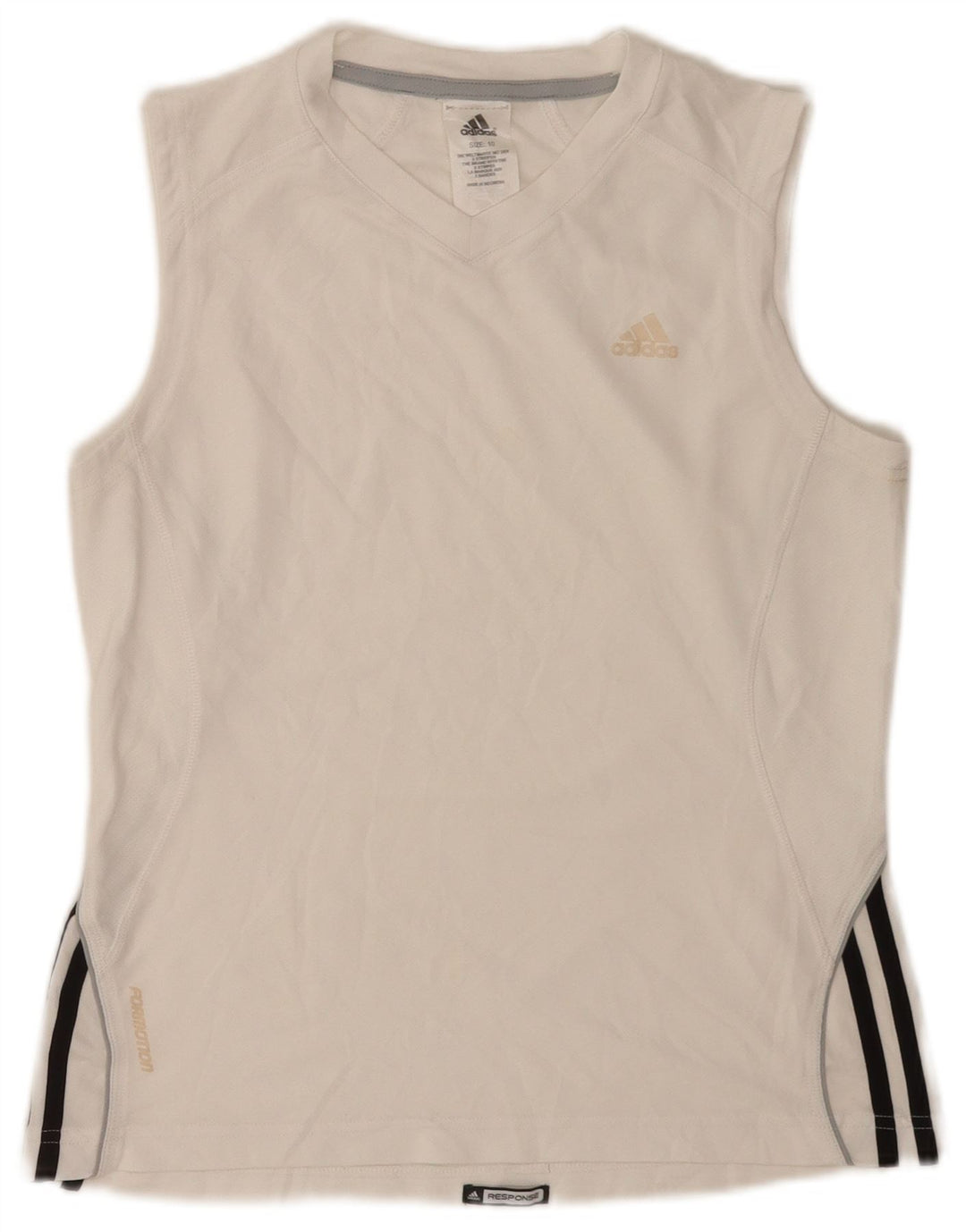 Adidas Womens Vest Top UK 10 Pequeno Poliéster Branco