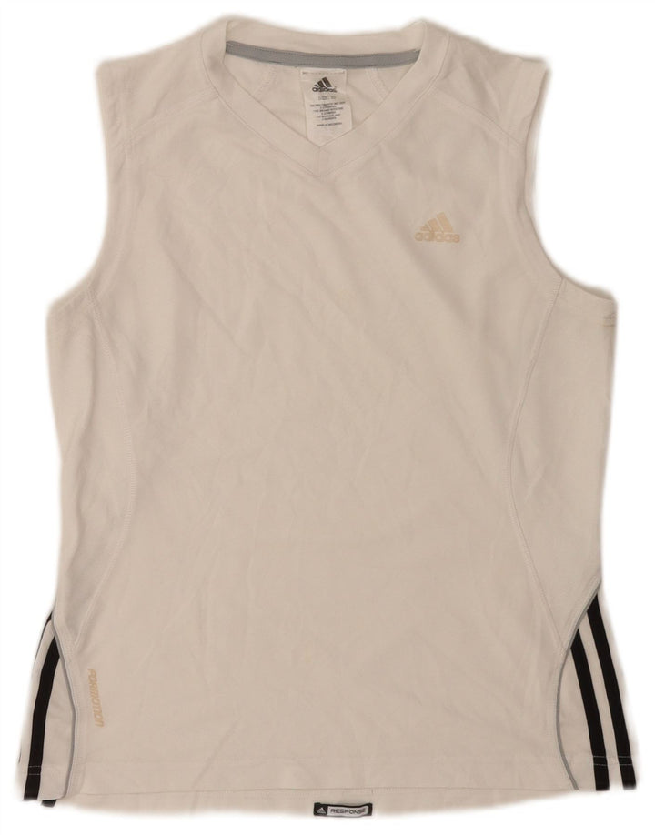 Adidas Womens Vest Top UK 10 Pequeno Poliéster Branco
