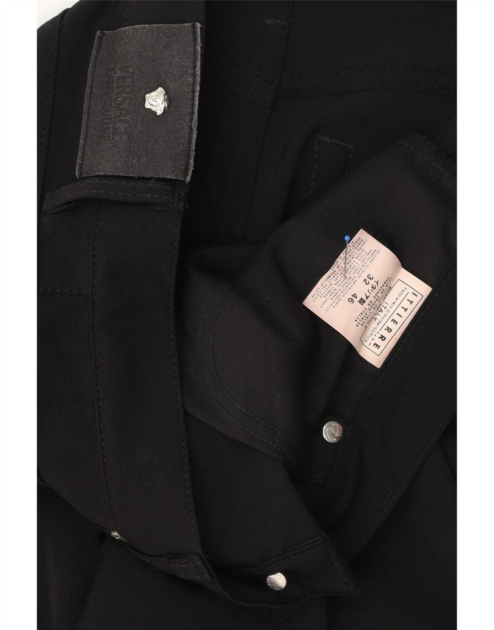 Calça casual reta masculina VERSACE IT 46 pequena W32 L30 poliéster preto