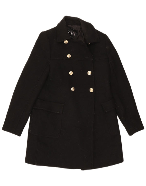 Casaco feminino Zara com peito duplo Reino Unido 6 XS lã preta
