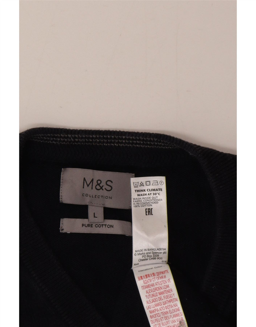Regata masculina Marks & Spencer com colete grande de algodão azul marinho