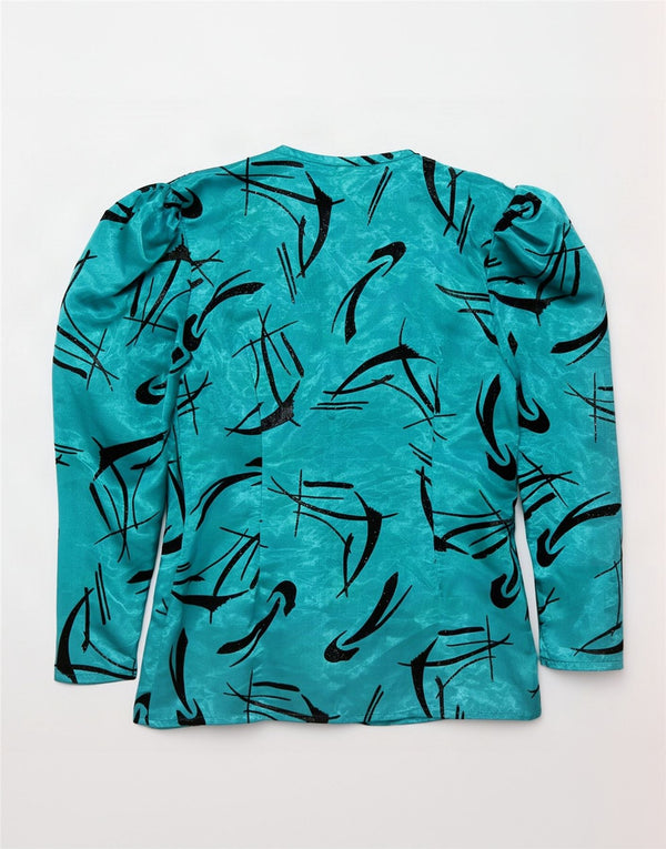 Blusa feminina Yessica com estampa abstrata Reino Unido 12 poliéster verde médio