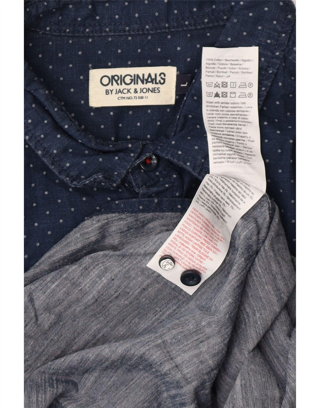 Camisa masculina JACK & JONES grande algodão manchado azul marinho
