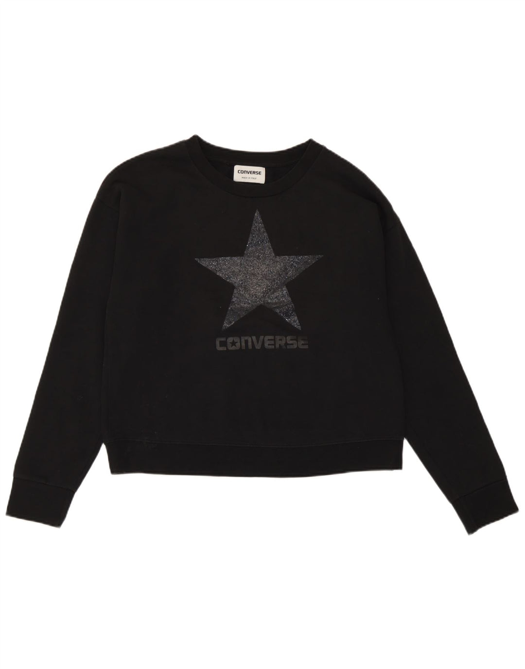 Converse feminino gráfico oversized moletom jumper UK 10 pequeno preto