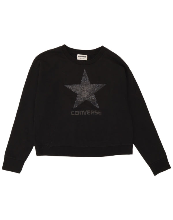 Converse feminino gráfico oversized moletom jumper UK 10 pequeno preto