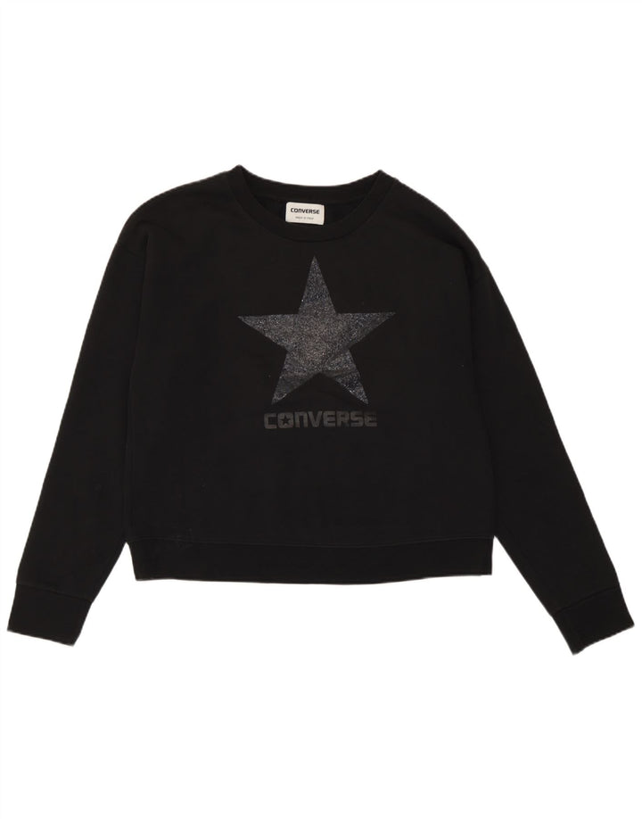 Converse feminino gráfico oversized moletom jumper UK 10 pequeno preto