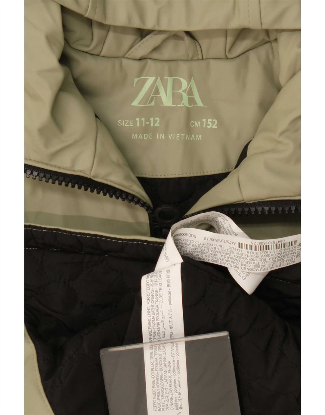 Jaqueta de chuva com capuz Zara Boys 11-12 anos poliéster cáqui