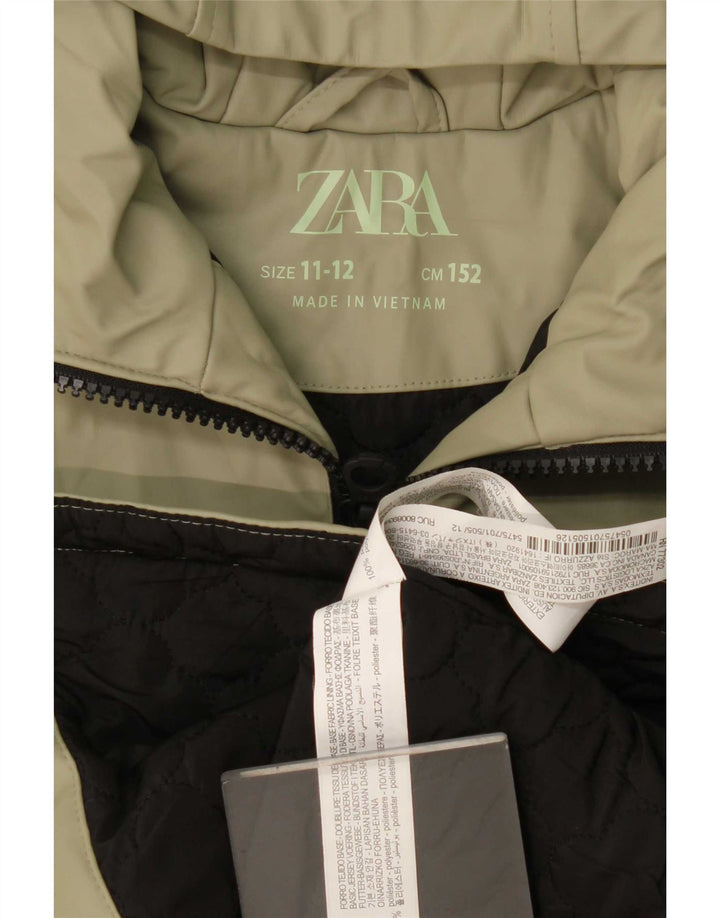 Jaqueta de chuva com capuz Zara Boys 11-12 anos poliéster cáqui