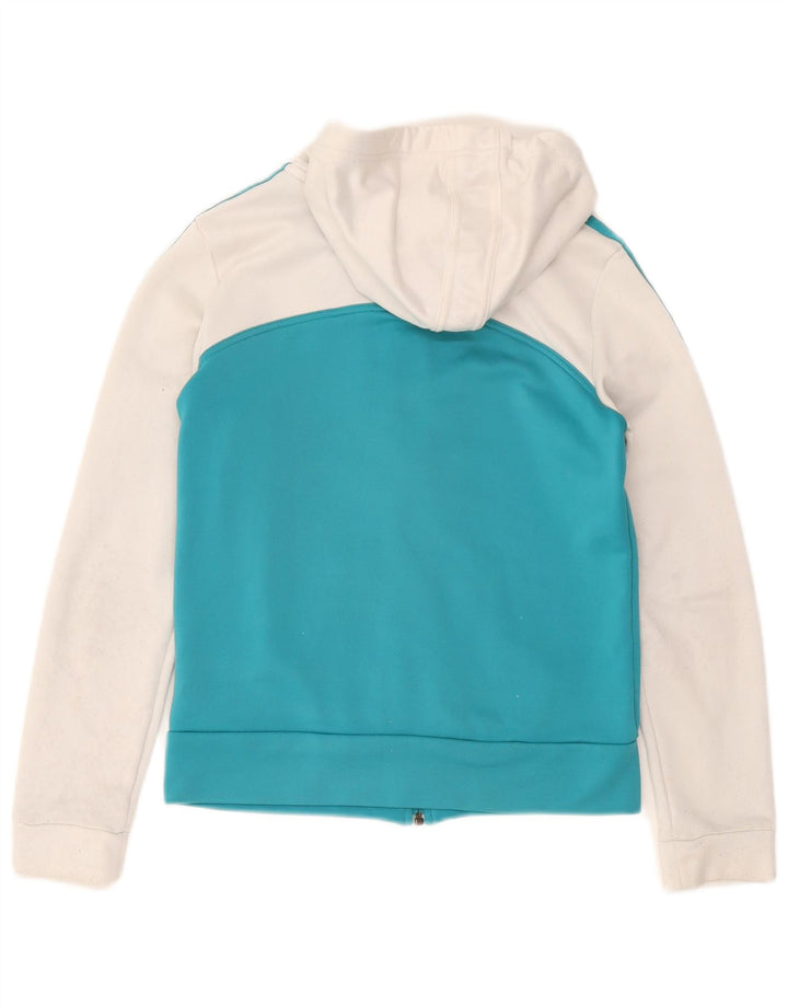 Suéter adidas feminino com capuz e zíper UK 12 médio branco colorblock poliéster