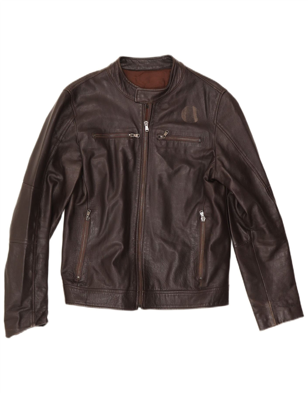 Jaqueta de couro masculina vintage UK 38 marrom médio