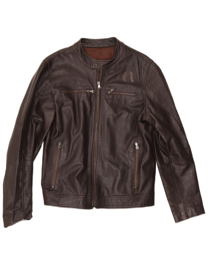Jaqueta de couro masculina vintage UK 38 marrom médio