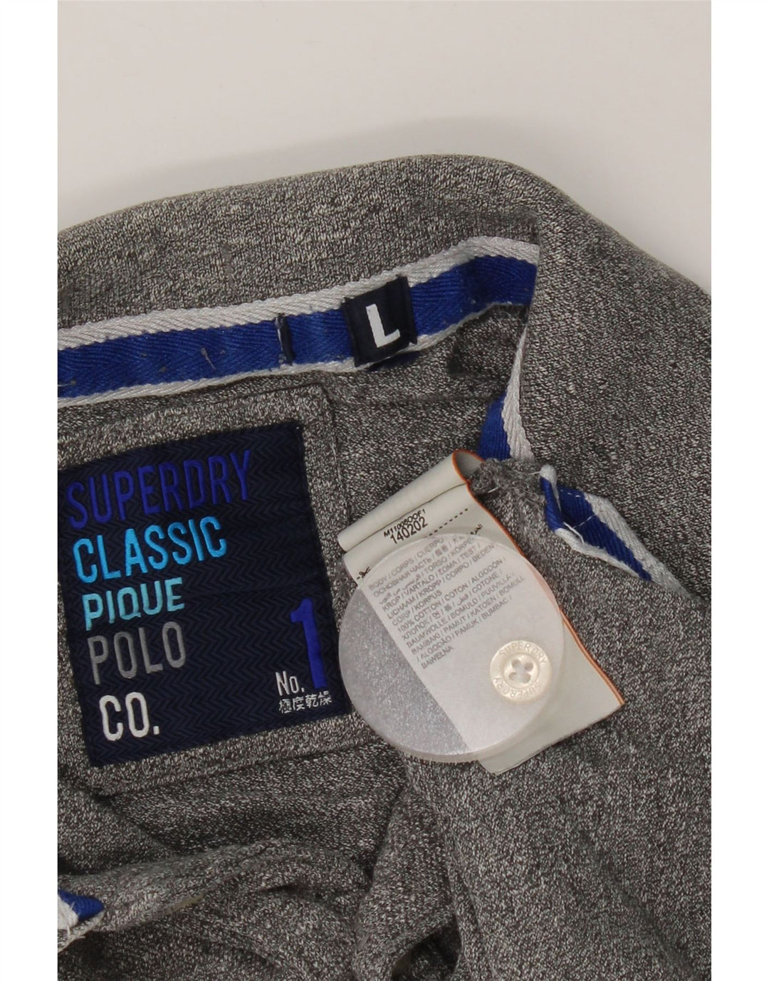 Camisa polo masculina Superdry grande algodão manchado cinza