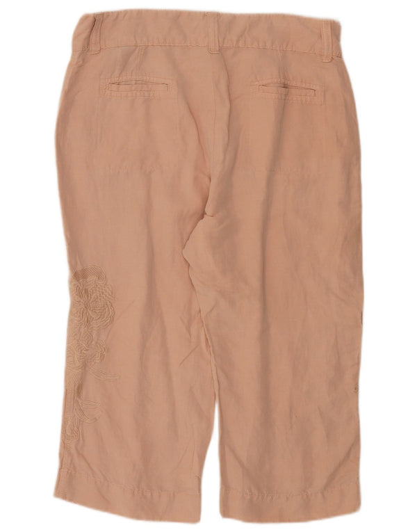 Calça capri feminina Marks & Spencer UK 14 grande W34 L20 rosa floral