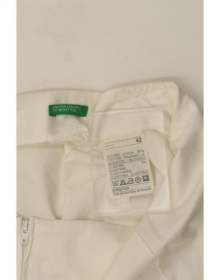 Saia feminina Benetton A-Line IT 42 médio W28 algodão branco