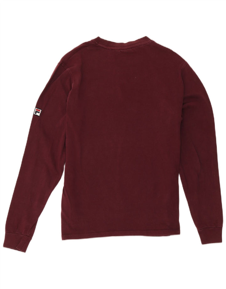 Fila Mens Top Manga Longa Pequeno Algodão Borgonha