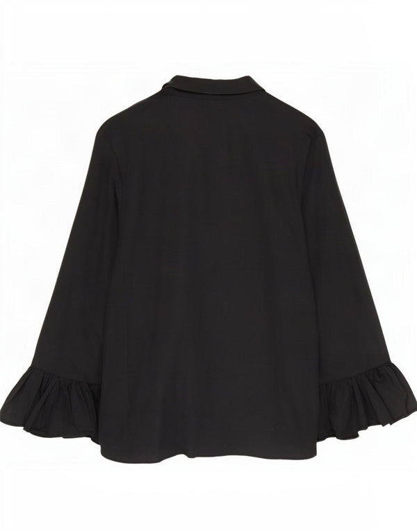 Blusa feminina Marks & Spencer UK 24 4XL algodão preto