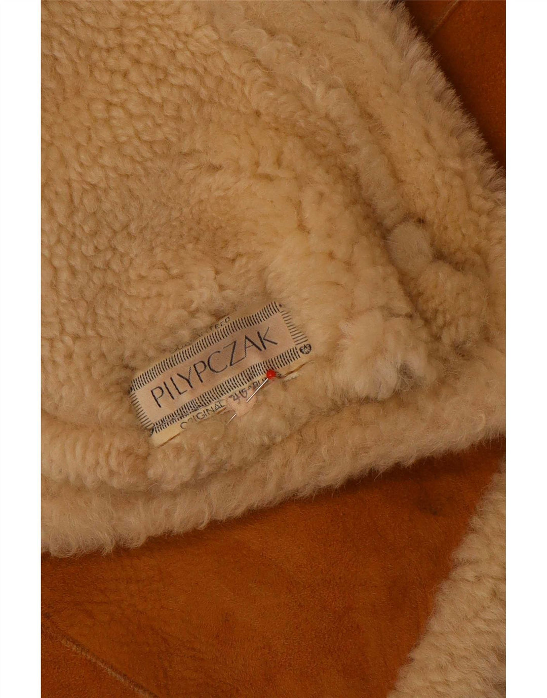 Jaqueta feminina vintage com capuz e shearling de grandes dimensões UE 40 marrom médio