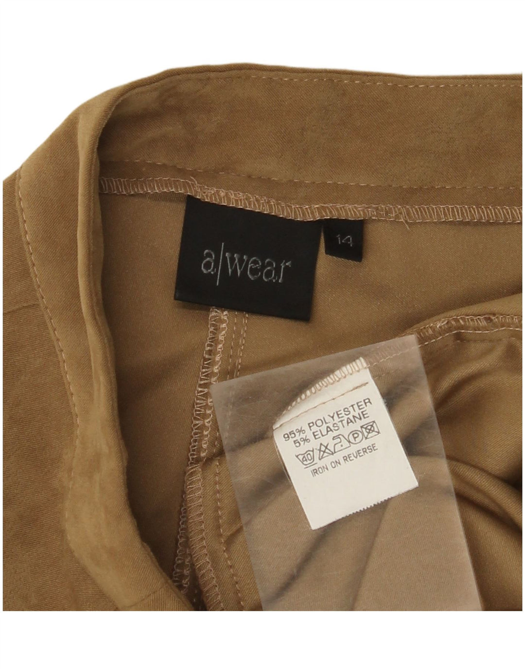 Calça casual feminina A WEAR Bootcut Reino Unido 14 Médio W30 L32 Poliéster Bege