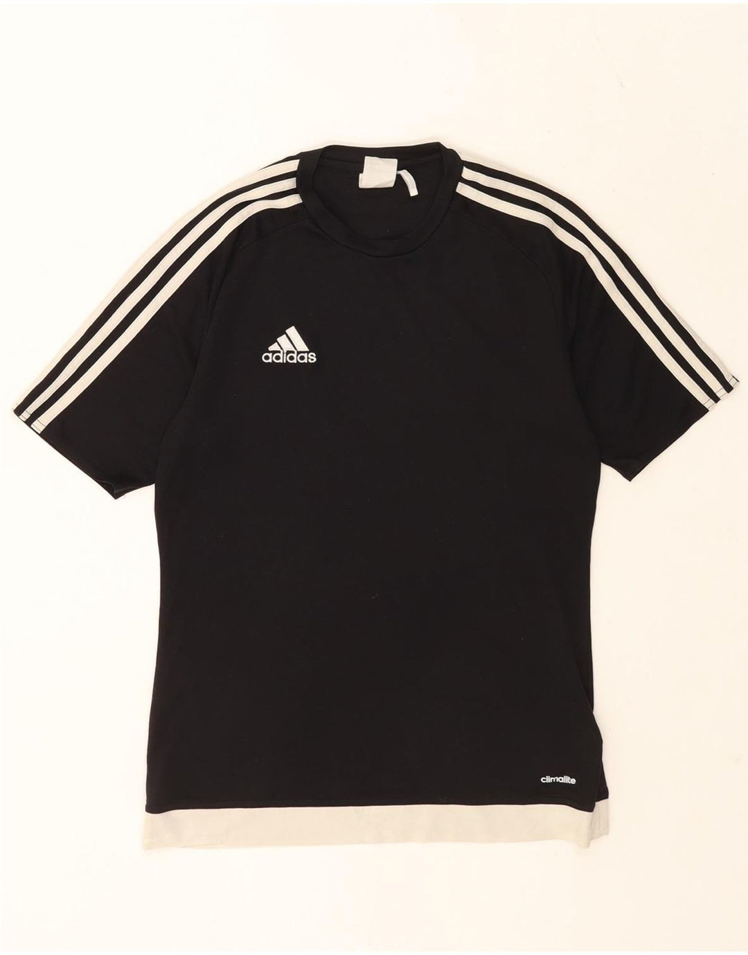 ADIDAS Mens Climalite Camiseta Top Pequeno Preto Colourblock Poliéster