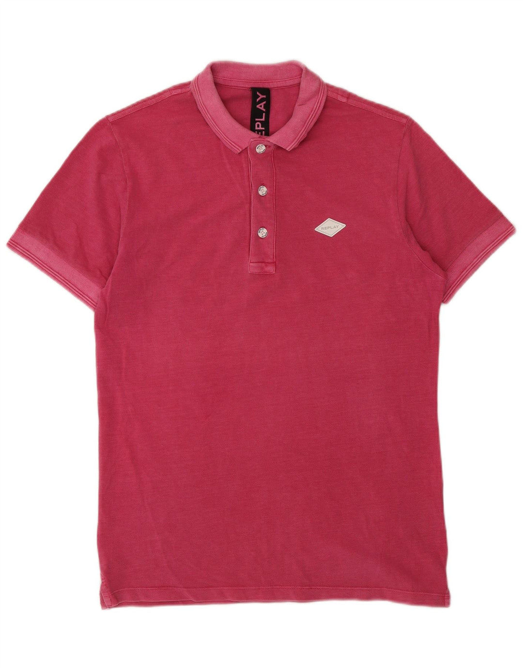 Camisa polo masculina REPLAY pequena rosa algodão