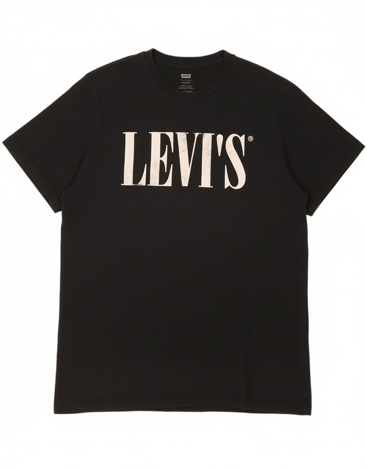 Camiseta masculina relaxada com estampa LEVI'S de algodão preto médio