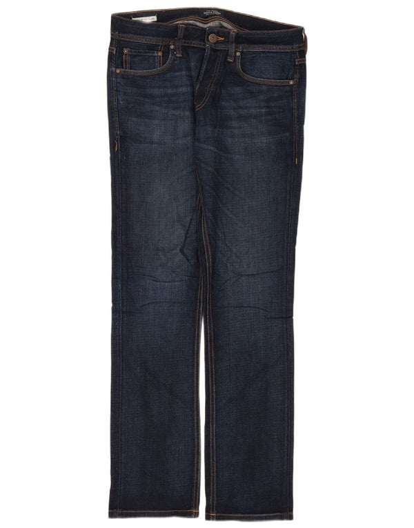 Jack & Jones Mens Clark Regular Fit Straight Jeans W30 L32 Azul Marinho Algodão