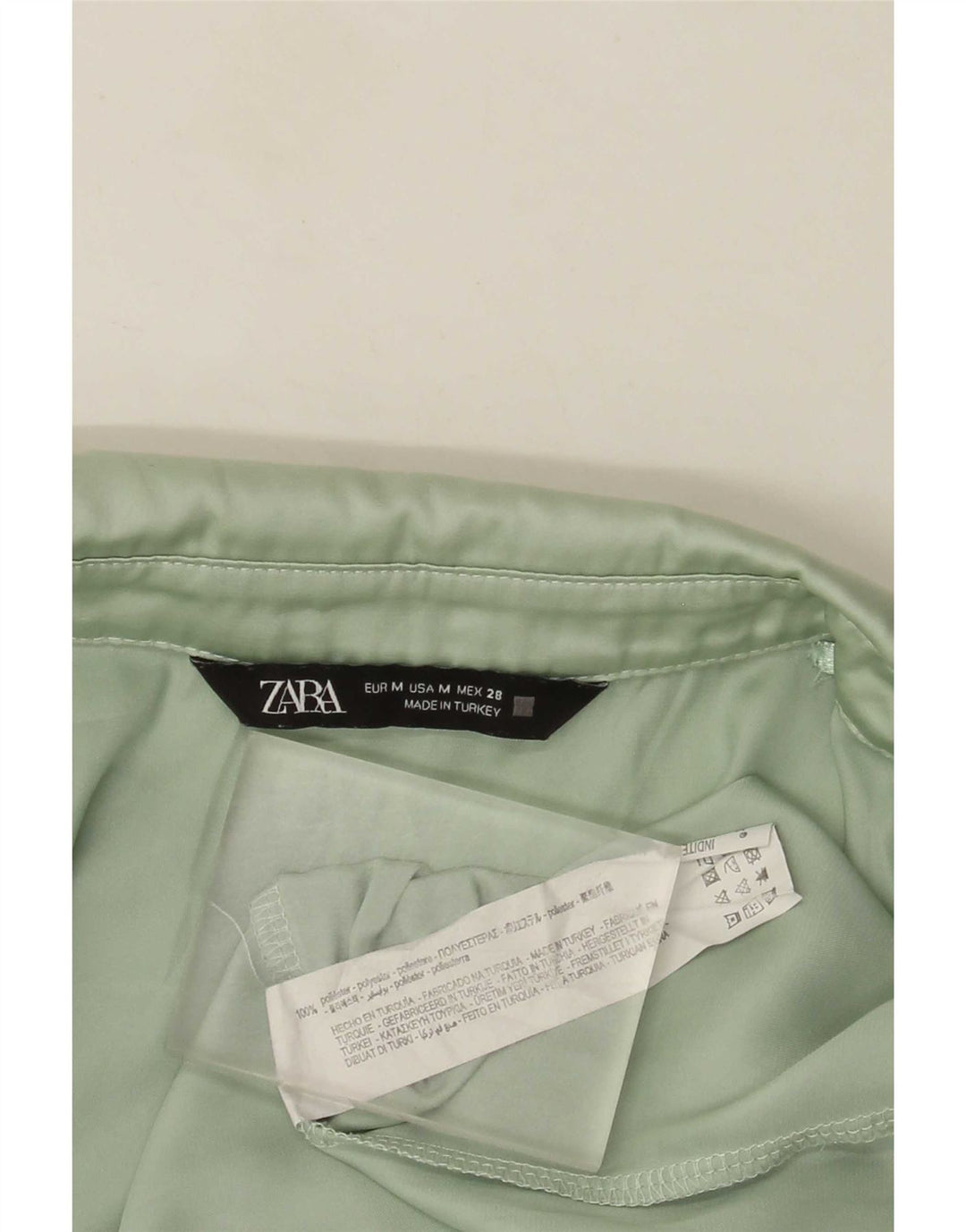 Zara blusa feminina oversized UK 14 poliéster verde médio