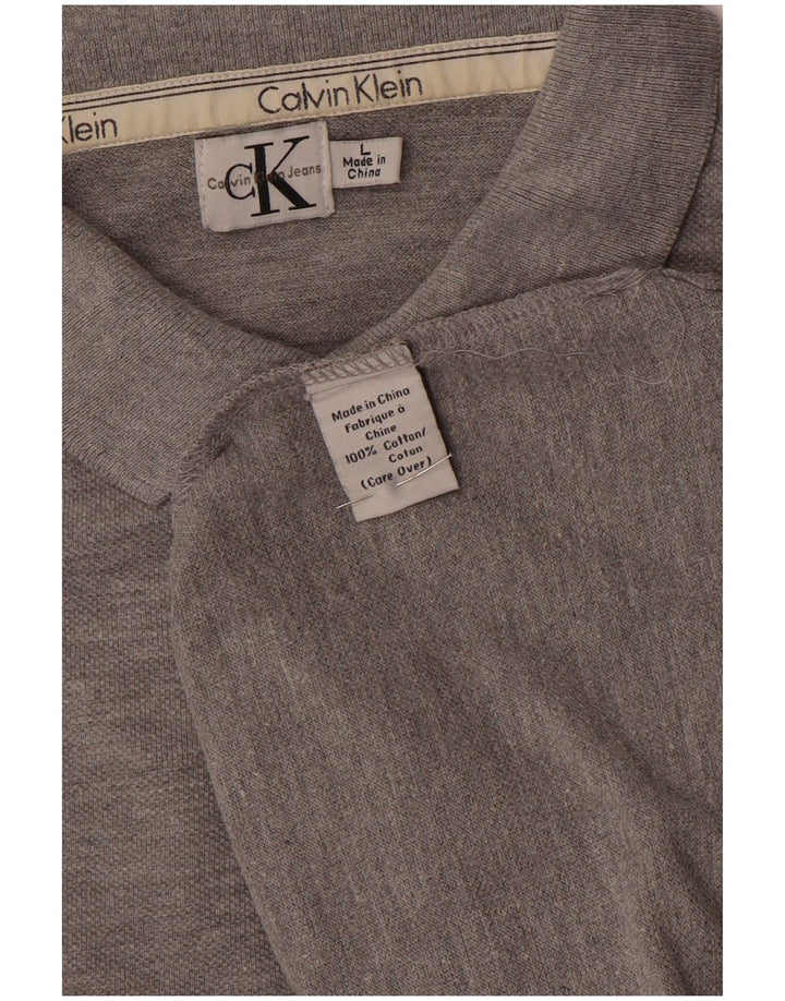 Camisa polo masculina Calvin Klein grande algodão cinza