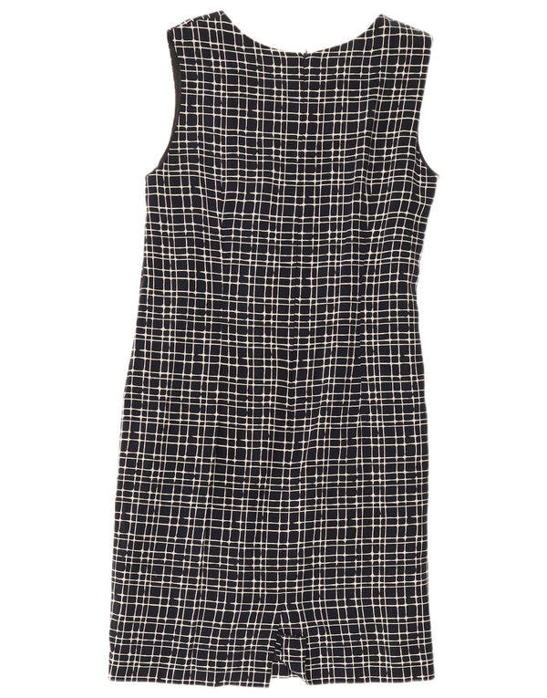 Vestido feminino Libra sem mangas com bainha UK 14 algodão xadrez médio azul marinho