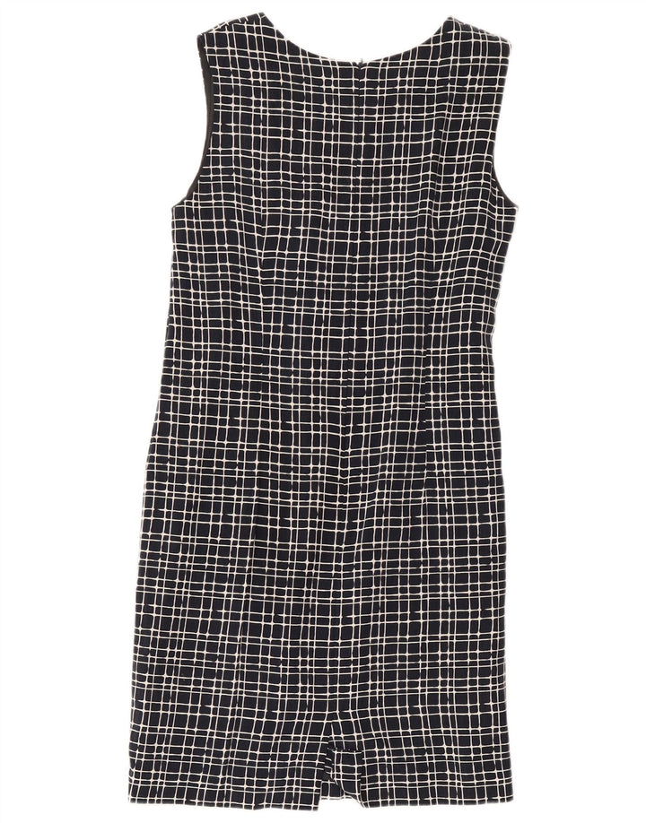 Vestido feminino Libra sem mangas com bainha UK 14 algodão xadrez médio azul marinho