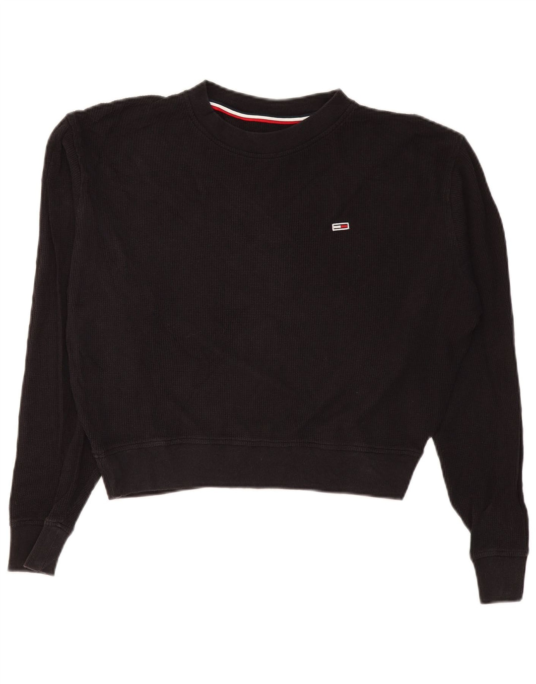 Top cropped feminino TOMMY HILFIGER manga comprida Reino Unido 10 pequeno preto