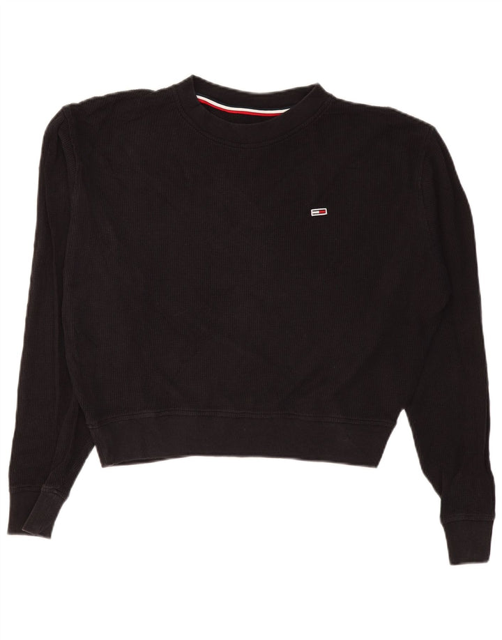 Top cropped feminino TOMMY HILFIGER manga comprida Reino Unido 10 pequeno preto