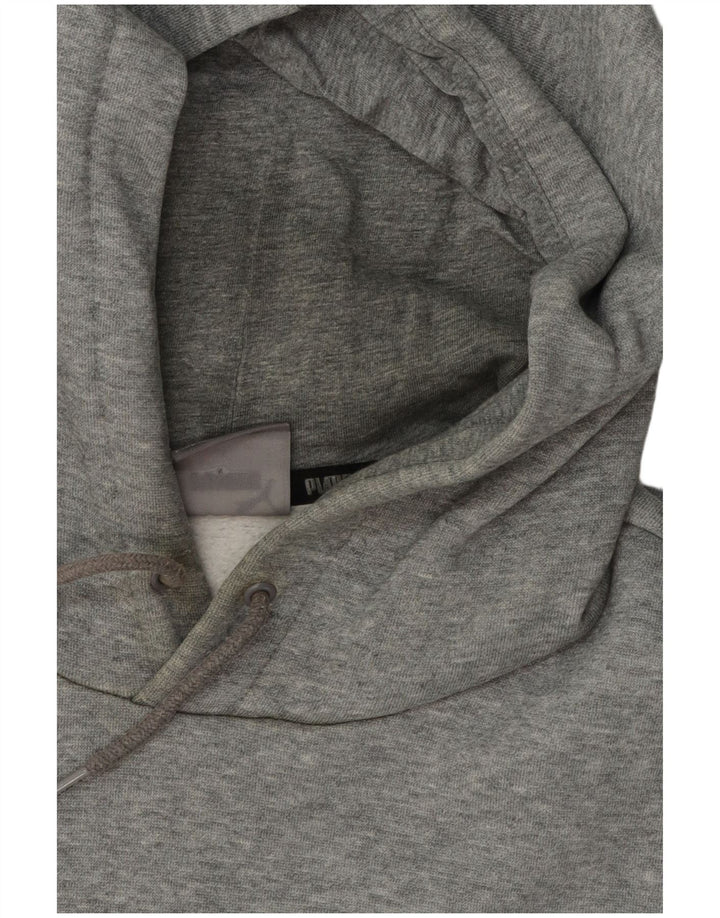 Suéter com capuz gráfico masculino Puma, algodão manchado cinza médio