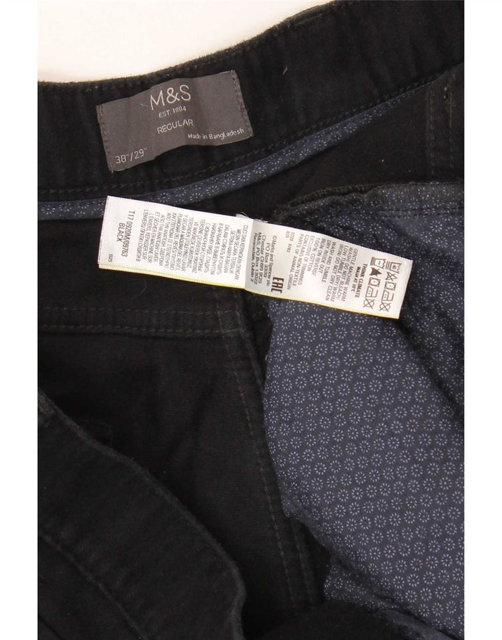 Calça casual masculina Marks & Spencer de ajuste regular W38 L29 algodão preto