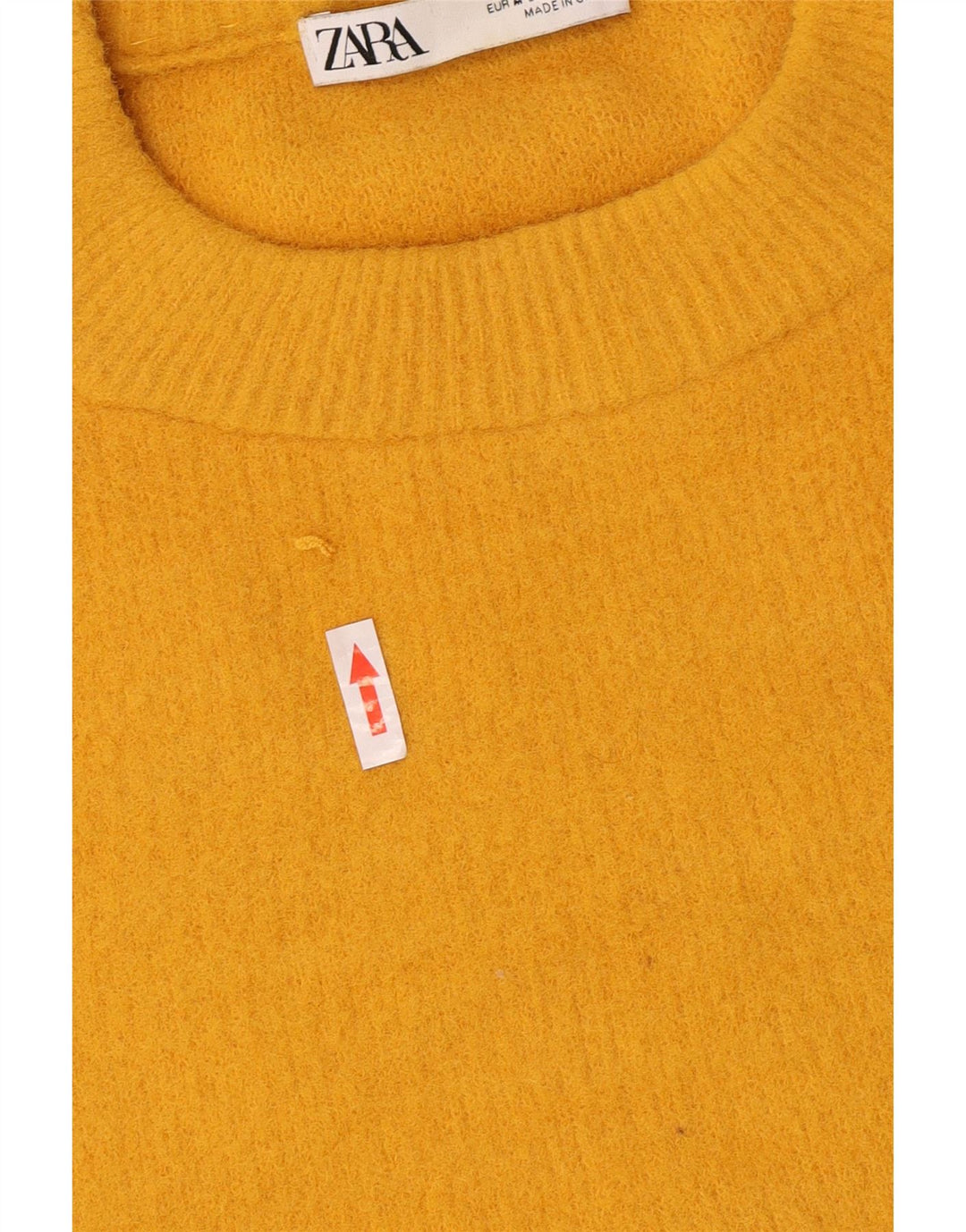 Zara Suéter feminino com gola redonda, Reino Unido 14, médio, amarelo, nylon