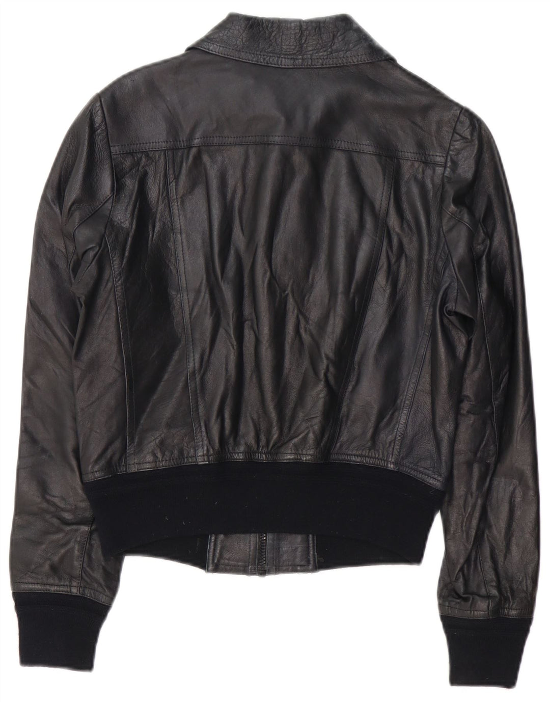 Jaqueta de couro feminina vintage IT 46 grande couro preto
