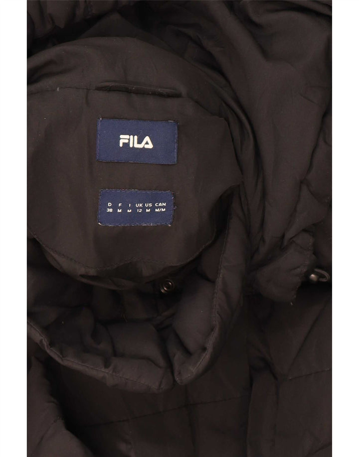 Casaco acolchoado com capuz feminino Fila UK 12 poliéster preto médio