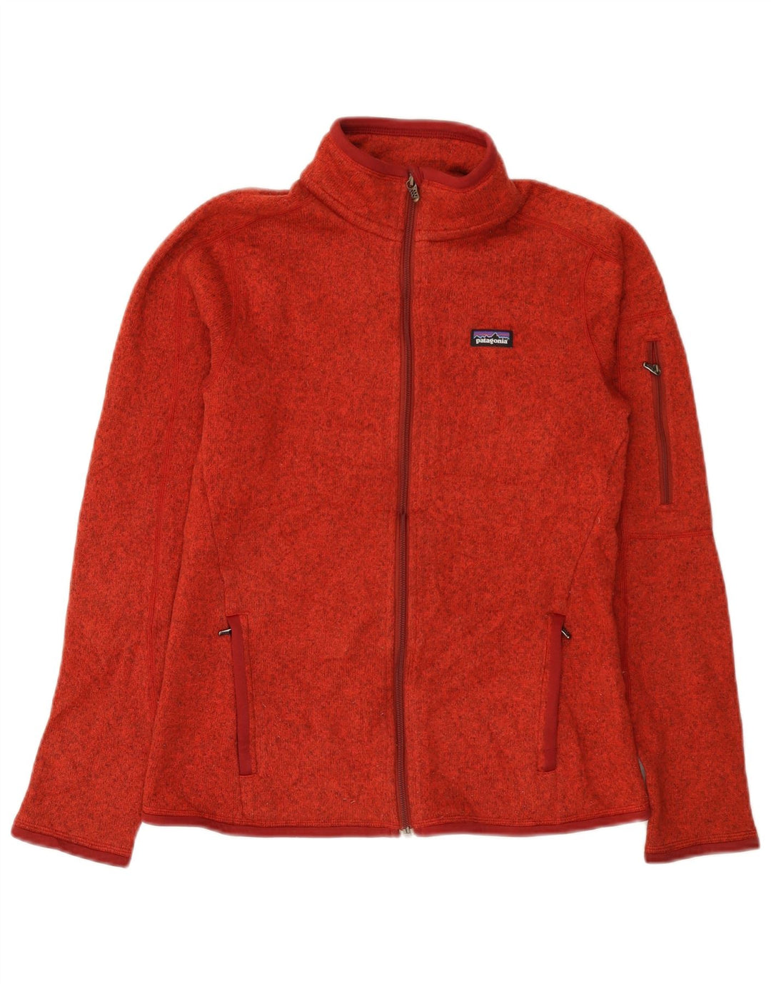 Jaqueta feminina de treino Patagonia UK 10 poliéster manchado vermelho pequeno