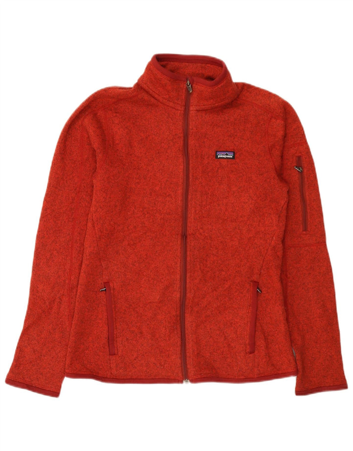 Jaqueta feminina de treino Patagonia UK 10 poliéster manchado vermelho pequeno