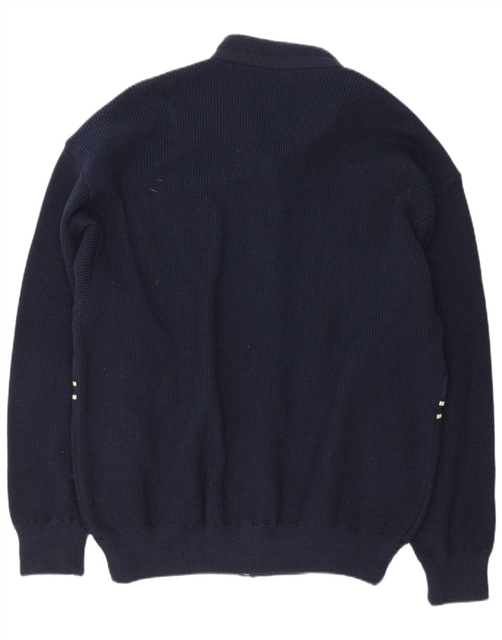 Suéter cardigã masculino Loli Wolf de ajuste regular de lã azul marinho médio