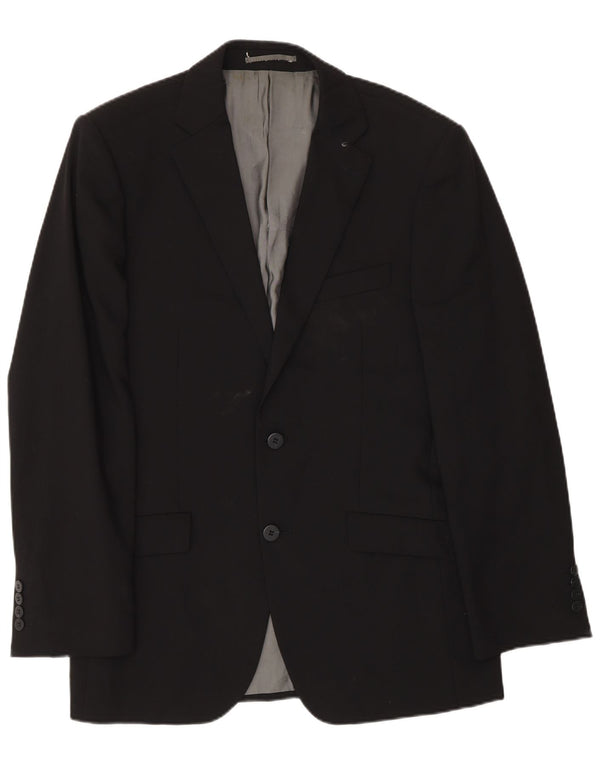Jaqueta blazer masculina Pierre Cardin com 2 botões Reino Unido 38 lã preta média