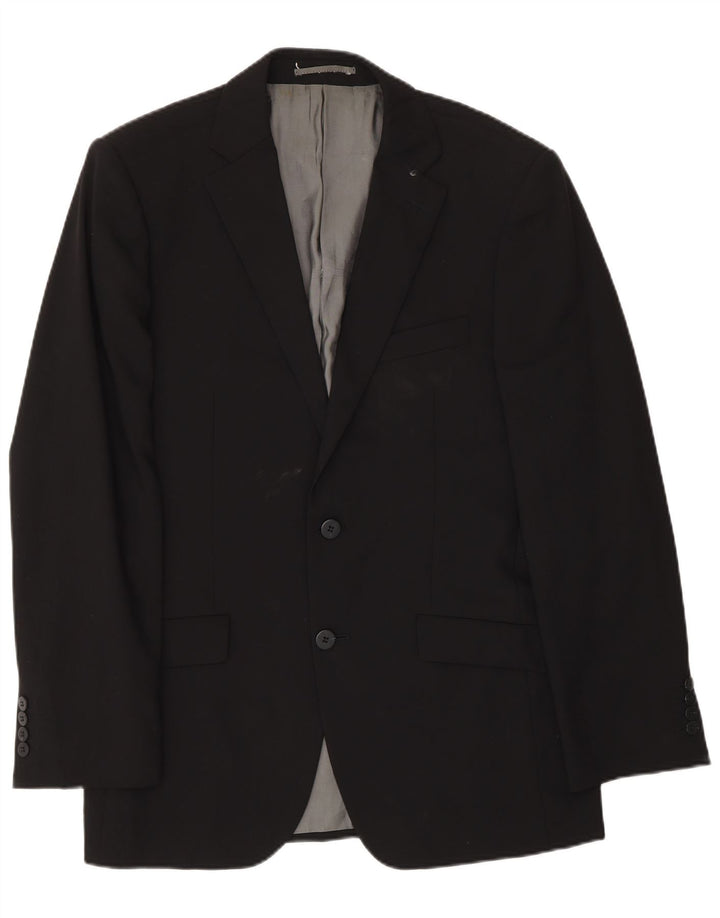 Jaqueta blazer masculina Pierre Cardin com 2 botões Reino Unido 38 lã preta média