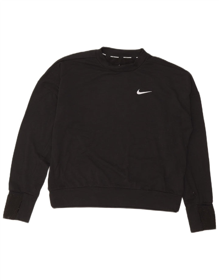 Top feminino Nike Running Oversized manga comprida UK 10 pequeno poliéster preto