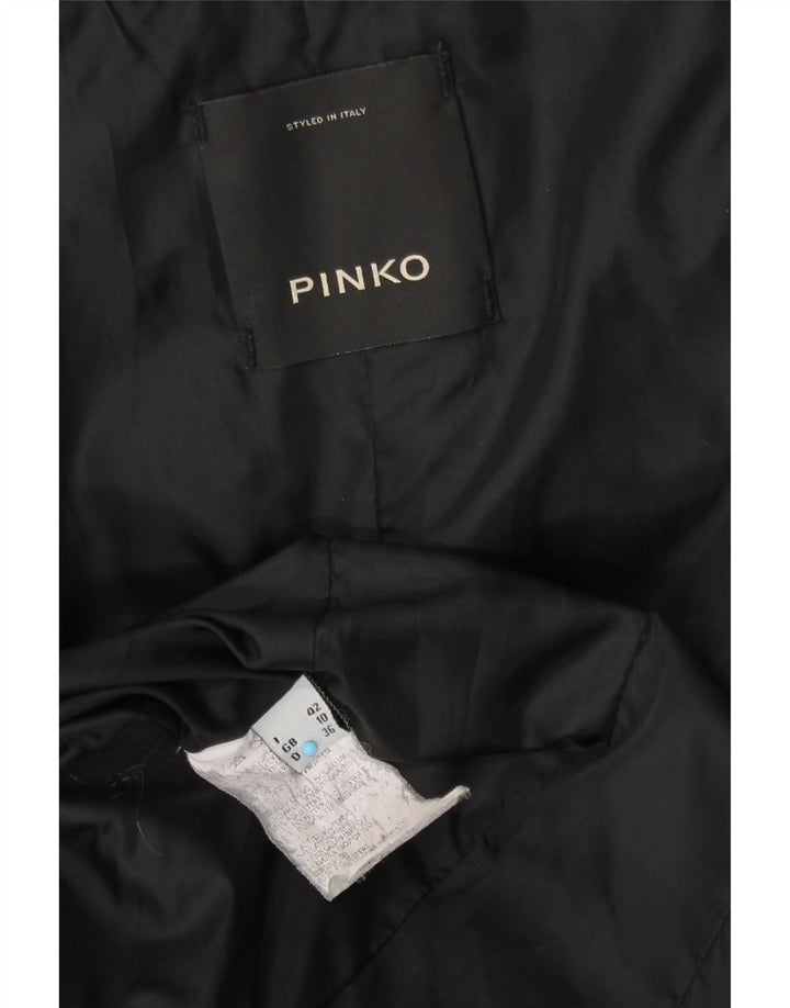 Jaqueta acolchoada com capuz feminina Pinko UK 10 poliéster preto pequeno